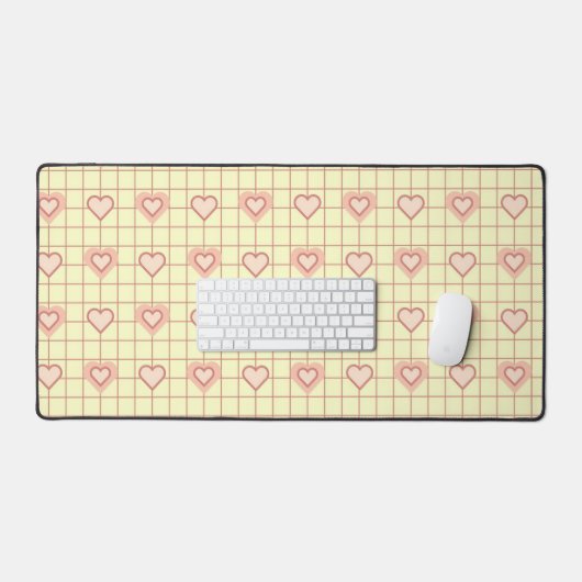 Pink Heart Checkered Pattern Valentijnsdag Bureaumat (Keyboard & Muis)
