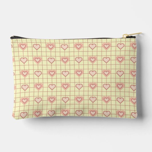 Pink Heart Checkered Pattern Valentijnsdag Etui (Achterkant)