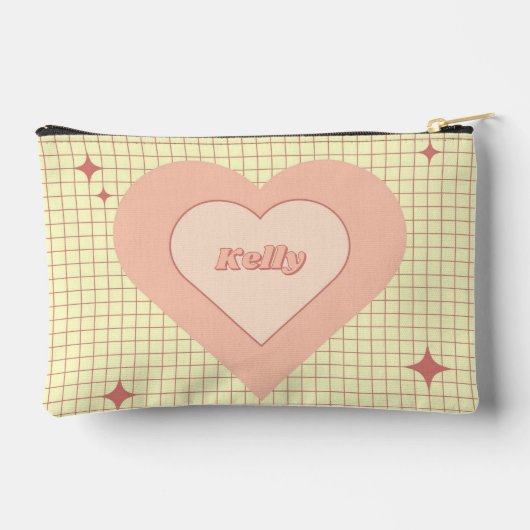 Pink Heart Checkered Pattern Valentijnsdag Etui (Achterkant)