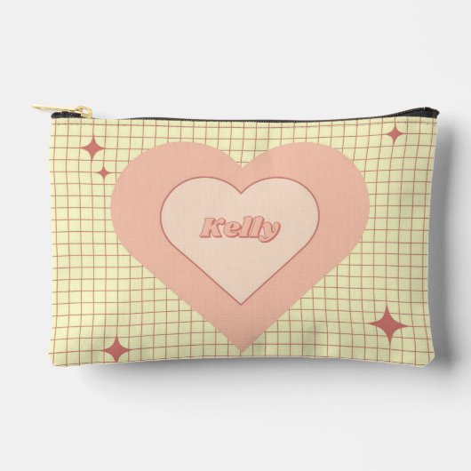 Pink Heart Checkered Pattern Valentijnsdag Etui (Voorkant)