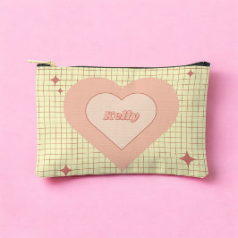 Pink Heart Checkered Pattern Valentijnsdag Etui