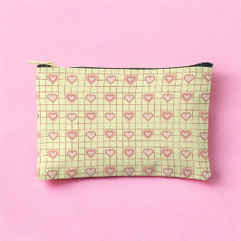 Pink Heart Checkered Pattern Valentijnsdag Etui