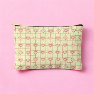 Pink Heart Checkered Pattern Valentijnsdag Etui