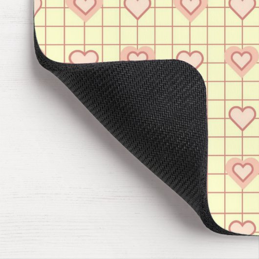 Pink Heart Checkered Pattern Valentijnsdag Muismat (Hoek)