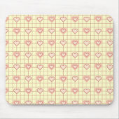 Pink Heart Checkered Pattern Valentijnsdag Muismat (Voorkant)