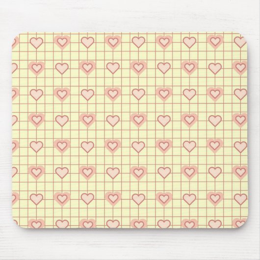 Pink Heart Checkered Pattern Valentijnsdag Muismat (Voorkant)