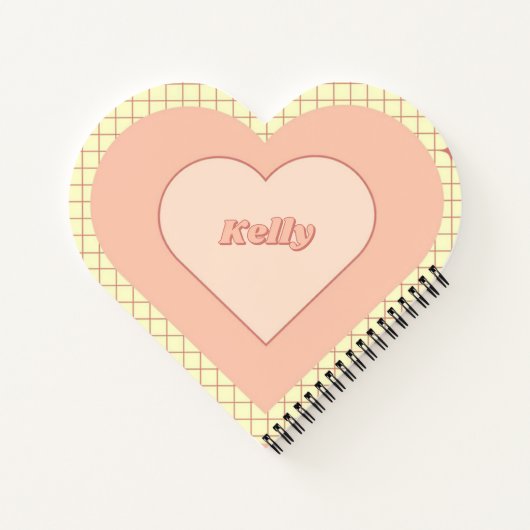 Pink Heart Checkered Pattern Valentijnsdag Notitieboek (Achterkant)