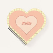 Pink Heart Checkered Pattern Valentijnsdag Notitieboek (Voorkant)