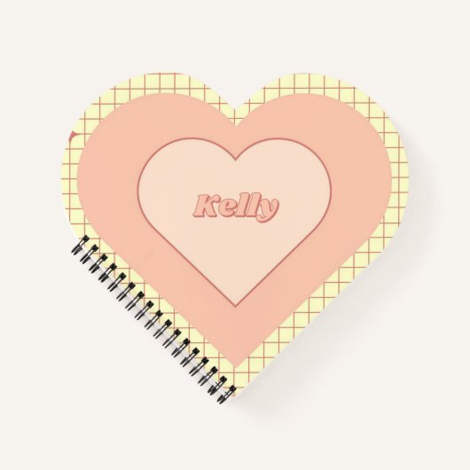 Pink Heart Checkered Pattern Valentijnsdag Notitieboek (Voorkant)