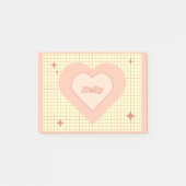 Pink Heart Checkered Pattern Valentijnsdag Post-it® Notes (Voorkant)