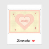 Pink Heart Checkered Pattern Valentijnsdag Sticker (Vel)