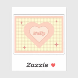 Pink Heart Checkered Pattern Valentijnsdag Sticker