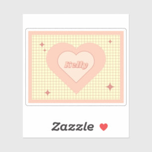Pink Heart Checkered Pattern Valentijnsdag Sticker