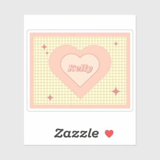 Pink Heart Checkered Pattern Valentijnsdag Sticker (Vel)