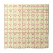 Pink Heart Checkered Pattern Valentijnsdag Tegeltje (Voorkant)