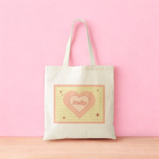 Pink Heart Checkered Pattern Valentijnsdag Tote Bag