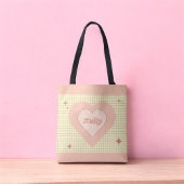Pink Heart Checkered Pattern Valentijnsdag Tote Bag