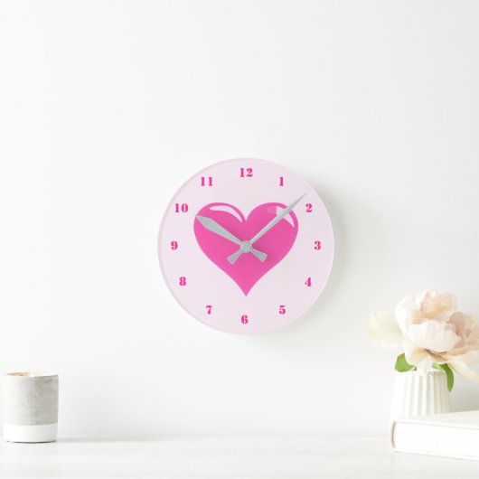 Pink Heart Clock Ronde Klok (Huis)
