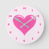 Pink Heart Clock Ronde Klok (Voorkant)