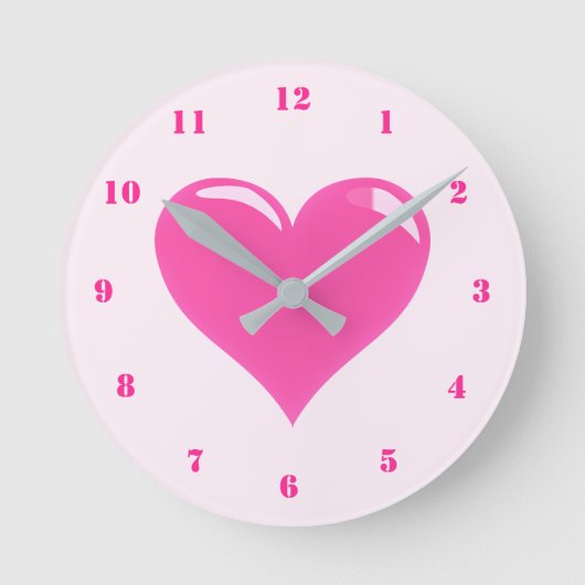 Pink Heart Clock Ronde Klok (Voorkant)