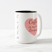 Pink Heart Coffee Love Language Mug Tweekleurige Koffiemok (Voorkant rechts)