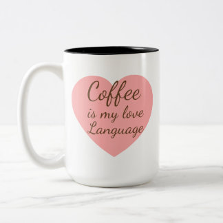 Pink Heart Coffee Love Language Mug Tweekleurige Koffiemok