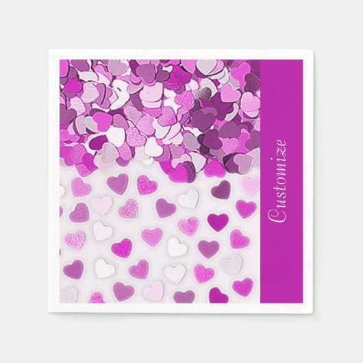 Pink Heart Confetti Napkins Servetten (Voorkant)