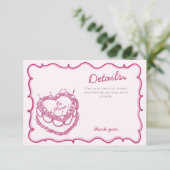 Pink Heart Coquette Cherry Cake Details Invoegen Informatiekaartje (Staand voorkant)