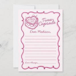 Pink Heart Coquette Cherry Cake Time Capsule Kaart