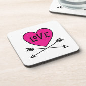 Pink Heart Cupid's Bows LOVE Bier Onderzetter (Linkerzijde)