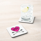 Pink Heart Cupid's Bows LOVE Bier Onderzetter (Rechterzijde)