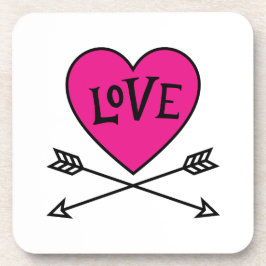 Pink Heart Cupid's Bows LOVE Bier Onderzetter