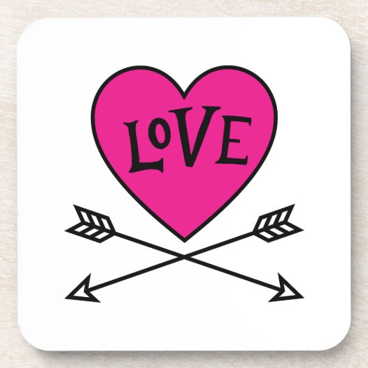 Pink Heart Cupid's Bows LOVE Bier Onderzetter (Voorkant)