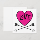 Pink Heart Cupid's Bows LOVE Flat Card (Voorkant / Achterkant)