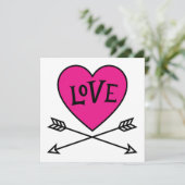 Pink Heart Cupid's Bows LOVE Flat Card (Staand voorkant)