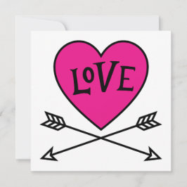 Pink Heart Cupid's Bows LOVE Flat Card