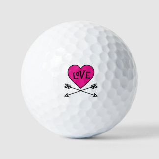 Pink Heart Cupid's Bows LOVE Golfballen