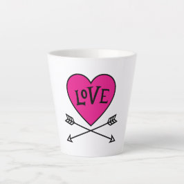 Pink Heart Cupid's Bows LOVE Latte Mok