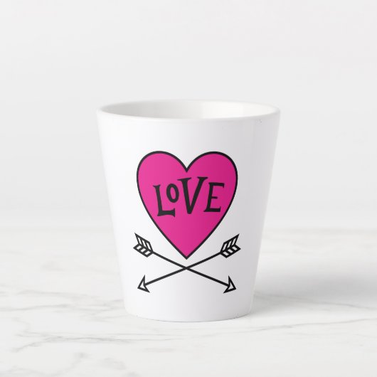 Pink Heart Cupid's Bows LOVE Latte Mok (Voorkant)