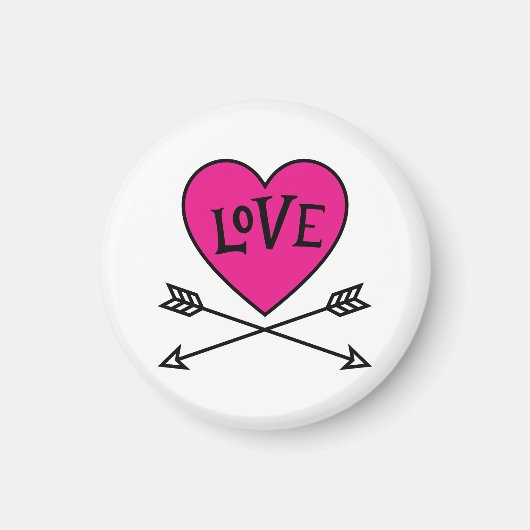 Pink Heart Cupid's Bows LOVE Magnet (Voorkant)