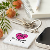 Pink Heart Cupid's Bows LOVE Magnet Sleutelhanger (Voorkant Rechts)