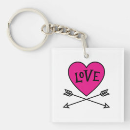 Pink Heart Cupid's Bows LOVE Magnet Sleutelhanger