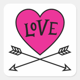 Pink Heart Cupid's Bows LOVE  Vierkante Sticker