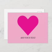 Pink Heart Custom Postcard Feestdagenkaart (Voorkant / Achterkant)