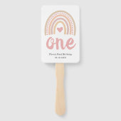 Pink Heart Cute Girl Boho Rainbow First Birthday Handwaaier (Achterkant)