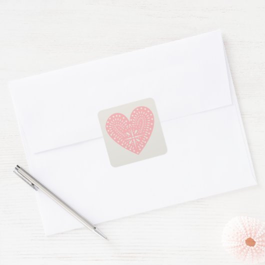 Pink Heart Cutout Sticker (Envelop)