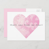 Pink Heart Dank u Briefkaart  (Voorkant / Achterkant)
