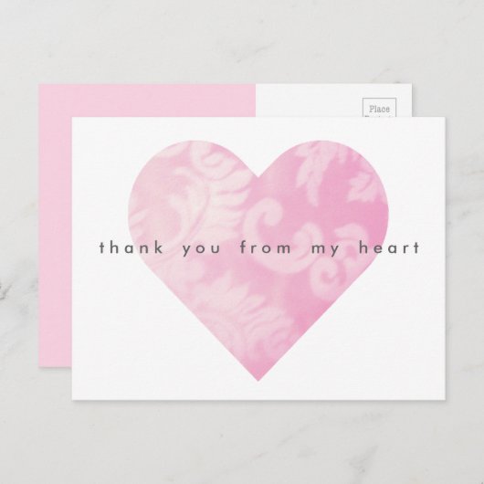 Pink Heart Dank u Briefkaart  (Voorkant / Achterkant)