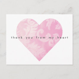 Pink Heart Dank u Briefkaart 