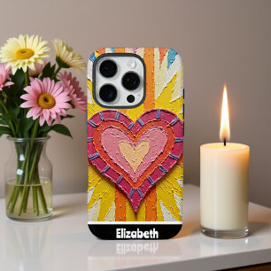 Pink Heart Design en gepersonaliseerde naam iPhone 16 Pro Hoesje